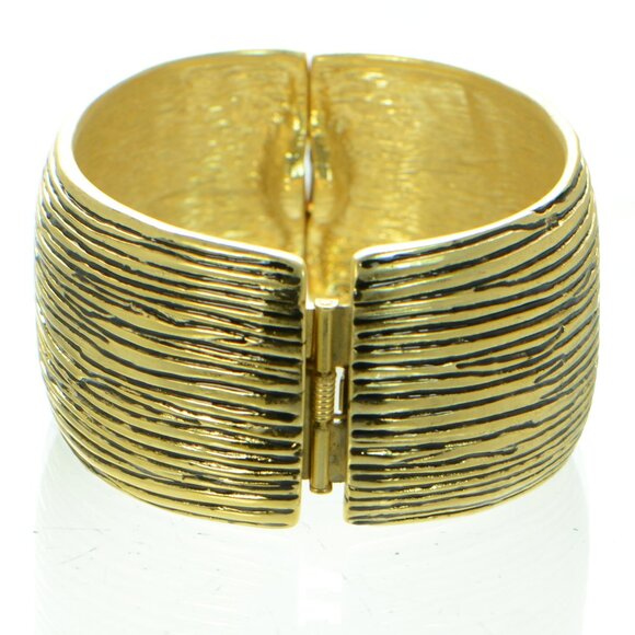 Kenneth Jay Lane KJL Gold & Black Textured Bracelet - Picture 3 of 5